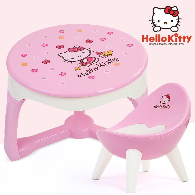 Kitty兒童座椅套裝幼兒園寶寶學習ins吃飯游戲凱蒂貓桌椅組合