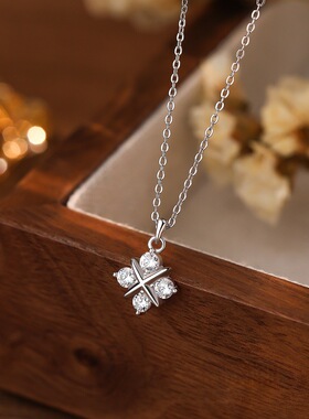 交叉锆石项链女s925纯银韩版时尚百搭轻奢锁骨链简约吊坠纯银首饰