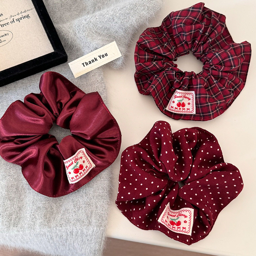 红色格纹布艺大肠发圈女时尚百搭头绳高弹力橡皮筋丸子头发绳发饰,饰品/流行首饰/时尚饰品新,发饰,淘宝优惠券,粉丝福利购,淘宝优惠卷