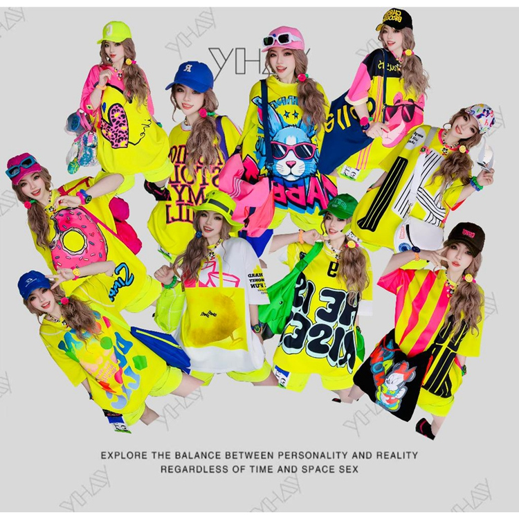 YHAY二号链接【开200-开299】彩色字母图案直播专属女装+T恤