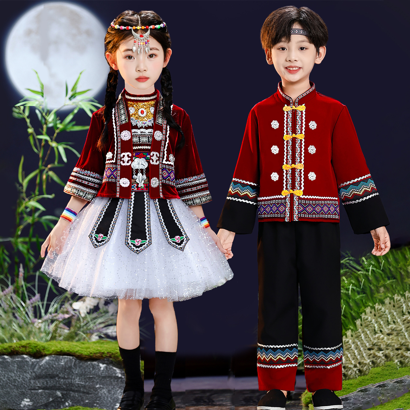 厂家直销红山果踩花山舞蹈演出服