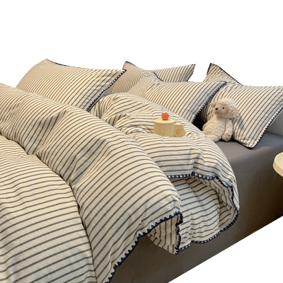 无印良品贝壳包边全纯棉三四件套