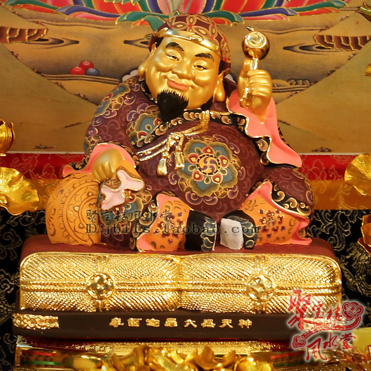 大黑天财神像 摩诃迦罗大黑天财神 法宣法师彩绘铜坐姿大黑天