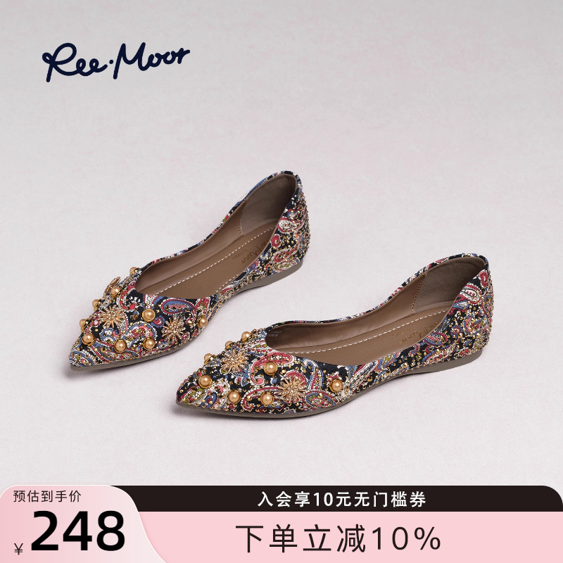 REEMOOR民族风刺绣尖头单鞋