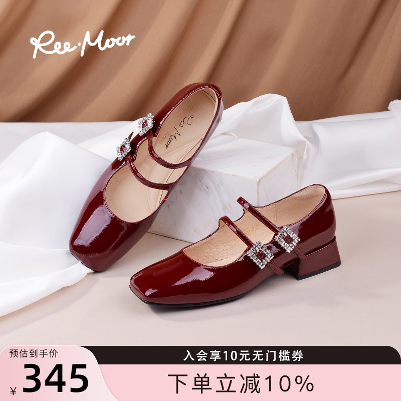 REEMOOR法式水钻方扣玛丽珍鞋