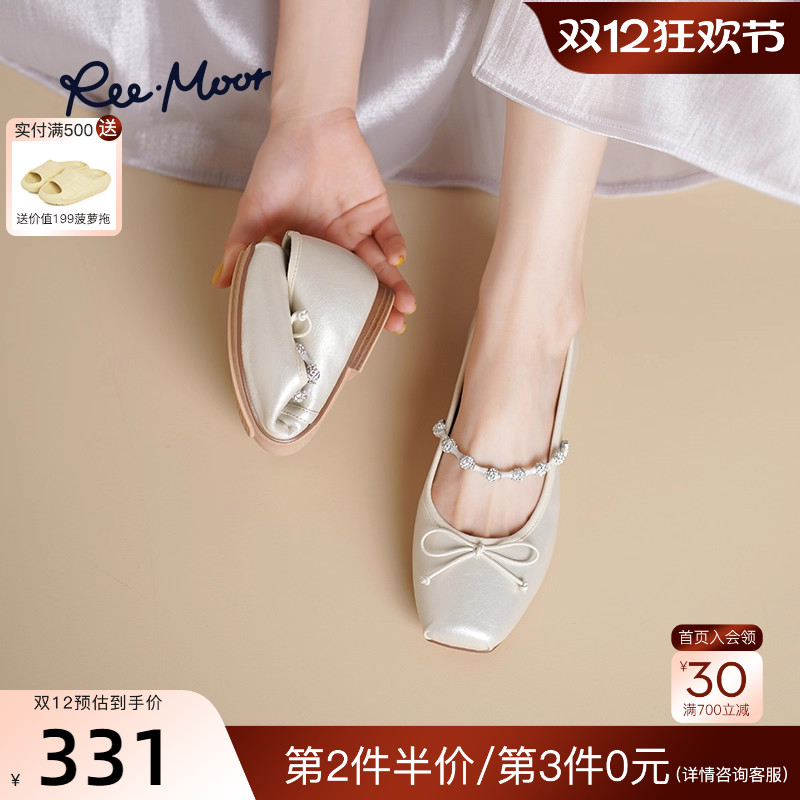 REEMOOR法式一字带蝴蝶结单鞋
