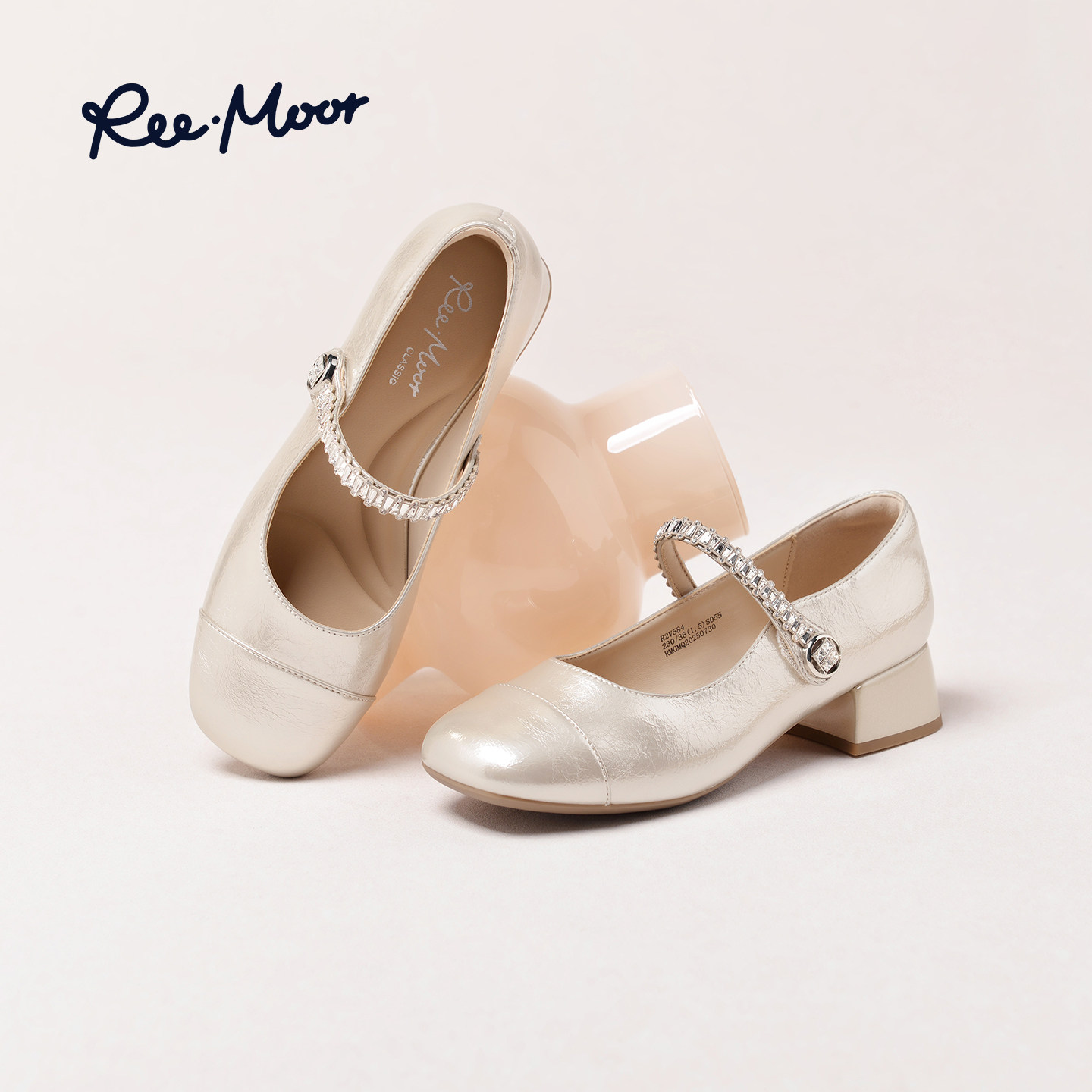 REEMOOR睿慕2025秋季新款法式玛丽珍鞋女平底浅口单鞋女粗跟女鞋