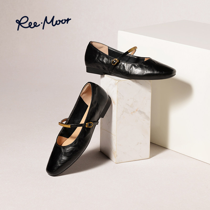 REEMOOR睿慕2025秋季新款优雅法式玛丽珍鞋女一字扣带浅口单鞋女