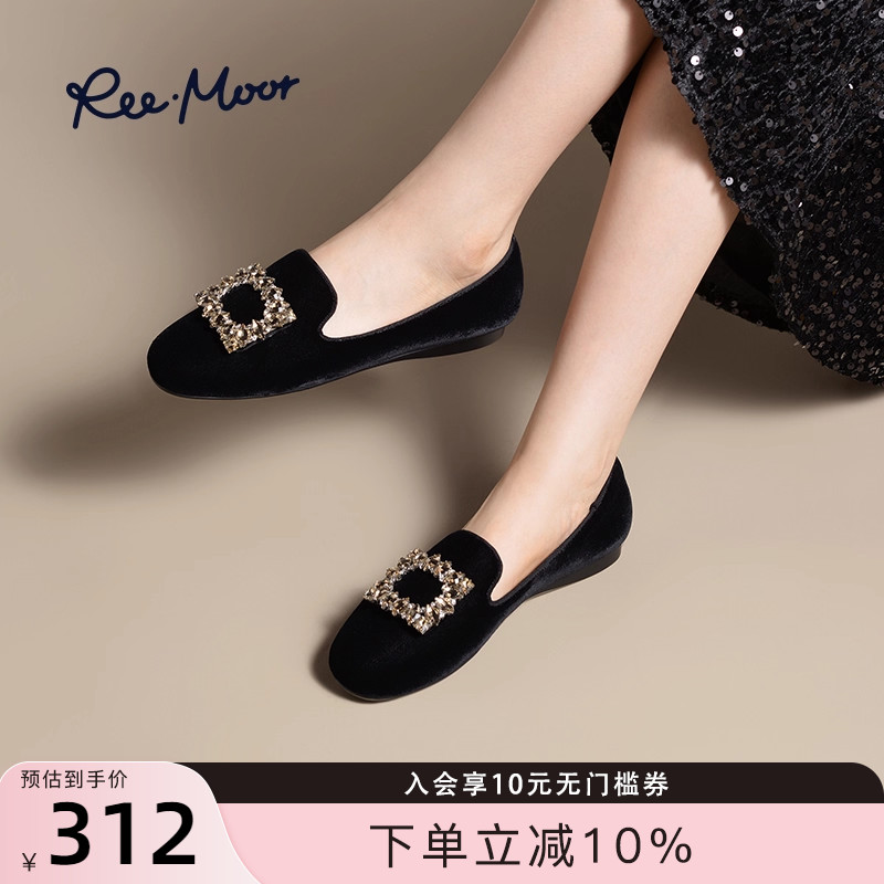 reemoor水钻方扣平跟乐福鞋