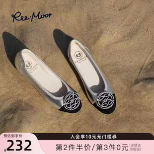 水钻方扣平底鞋 REEMOOR睿慕PLUS系列秋新款 法式 圆头浅口单鞋 婚鞋