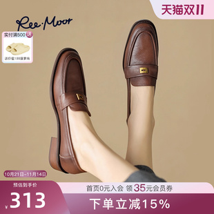 女鞋 REEMOOR25秋季 单鞋 通勤软底小皮鞋 新英伦超软羊皮棕色乐福鞋