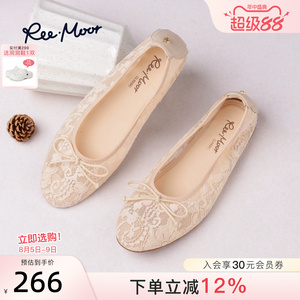 REEMOOR甜美蕾丝蝴蝶结芭蕾鞋
