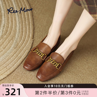 女 REEMOOR睿慕2025新款 英伦风平底小皮鞋 羊皮垫超软乐福鞋 单鞋