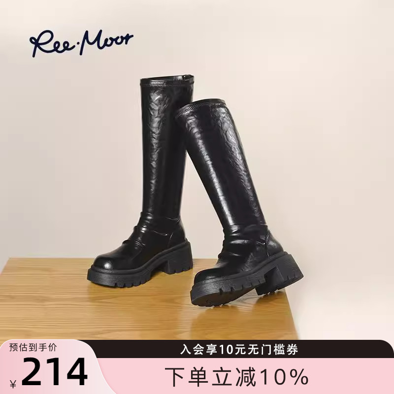 reemoor2024冬季新款粗跟靴