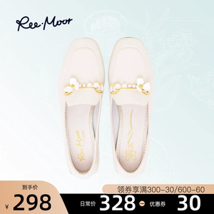 REEMOOR睿慕金属扣饰乐福鞋2023春款鞋子纯色圆头女鞋平跟单鞋女