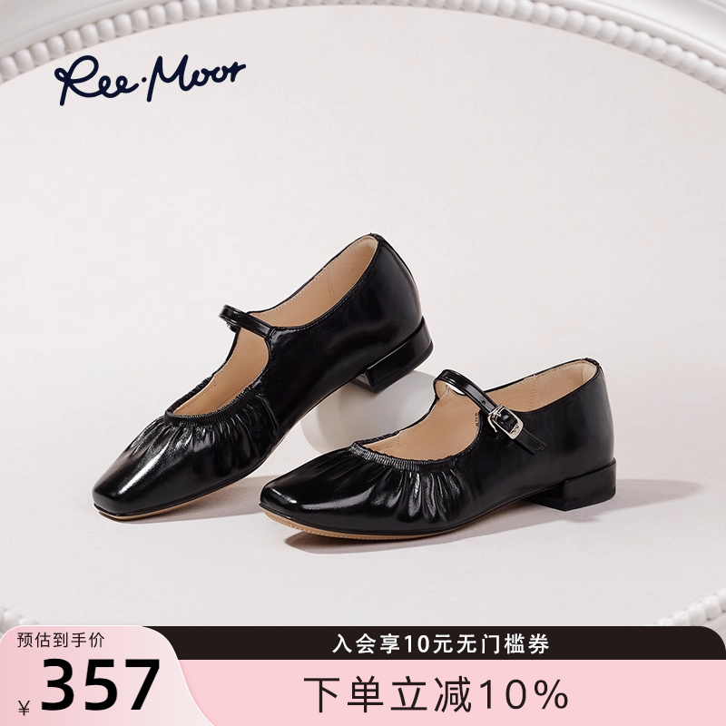 REEMOOR春夏新款褶皱一字带单鞋