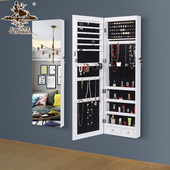 穿衣镜壁挂收纳柜卧室全身镜首饰化妆品收纳柜客厅储物带灯网红款