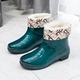 女加厚绒短筒成人防滑外穿耐磨雨靴厨房洗车学生防水水鞋 四季 雨鞋
