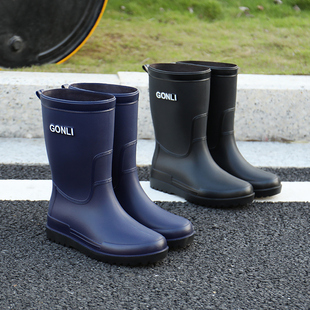 英式雨鞋男中筒水鞋外穿防水短筒雨靴厨房防滑胶鞋工作套鞋加绒暖