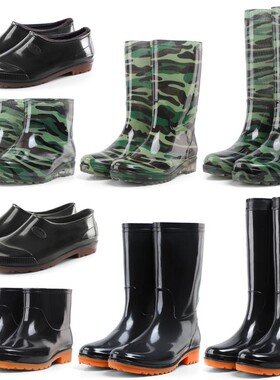 四季劳保胶鞋靴水桶耐磨牛筋底雨鞋男士保暖耐酸碱高筒加厚绒工作