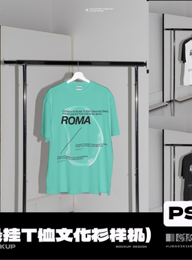 悬挂T恤潮流酸性短袖落肩文化衫贴图文创插肩高清VIPSD样机可改色