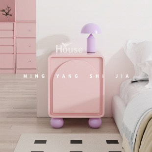 北欧创意奶油风床头柜实木家用卧室现代简约小型替代儿童床边柜子