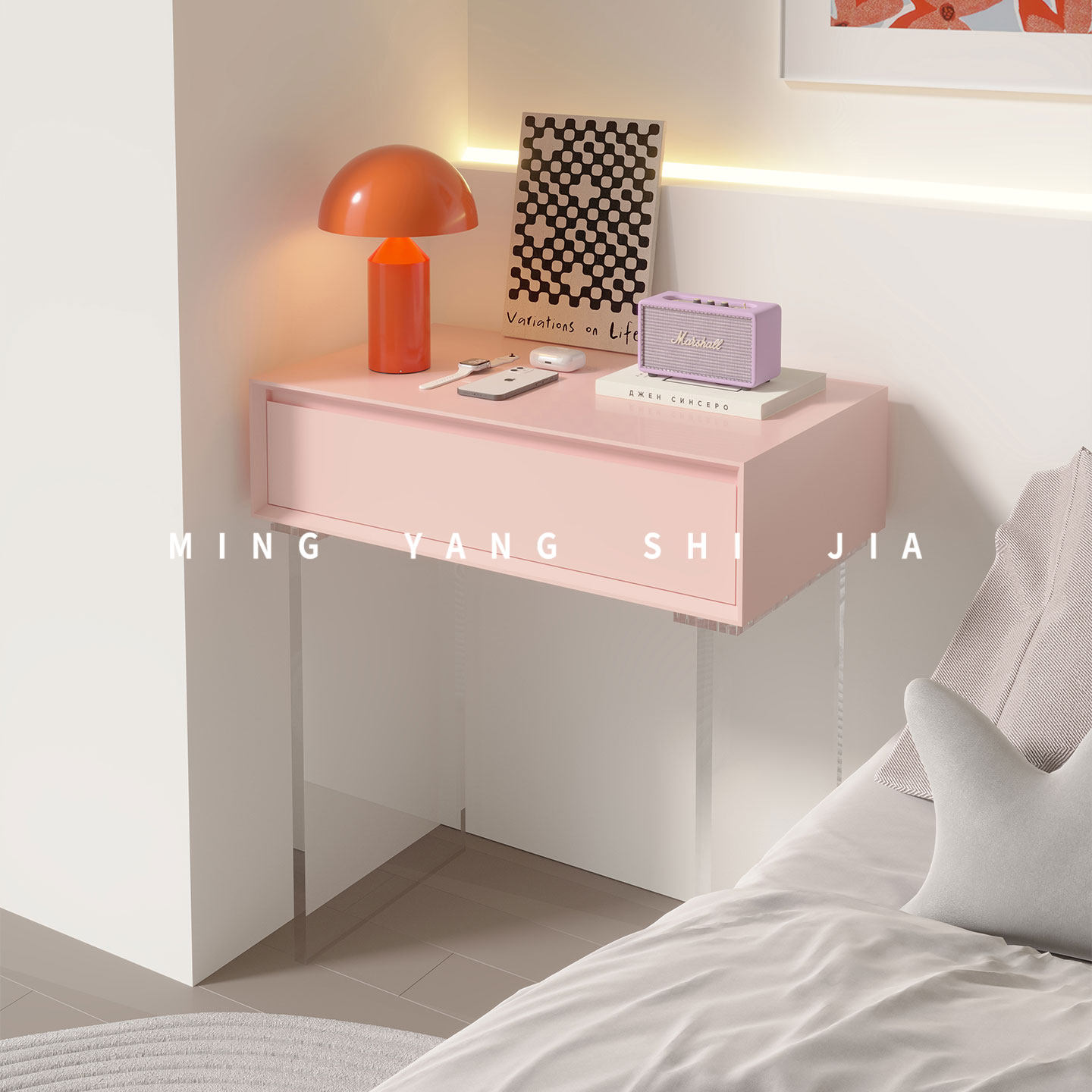 梳妆台卧室亚克力透明化妆桌简约设计师ins风悬浮化多巴胺妆台,住宅家具,梳妆台/桌,淘宝优惠券,粉丝福利购,淘宝优惠卷