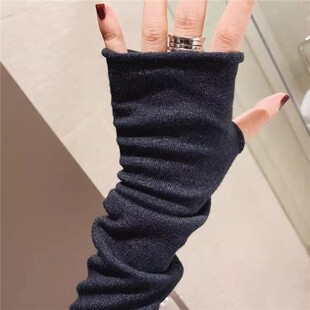 大拇指洞线衫女高领连手套长袖针织衫内搭亲肤护手毛衣套指打底衫