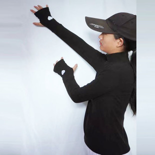 防冻套手指套衫加绒加厚高领连手套上衣加大码护手秋衣拇指打底衫