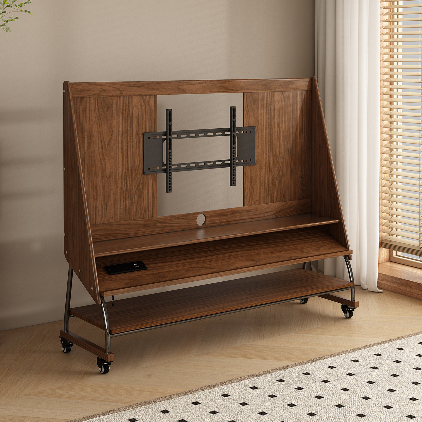 实木可移动电视机柜客厅家用简约