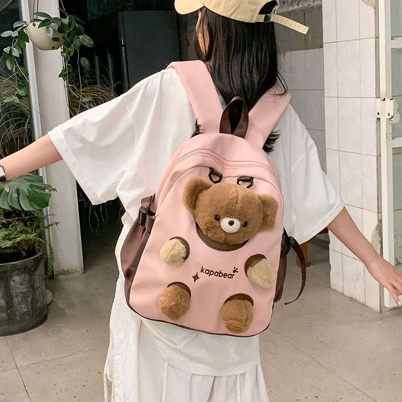 可爱小熊卡通双肩包女2025新款