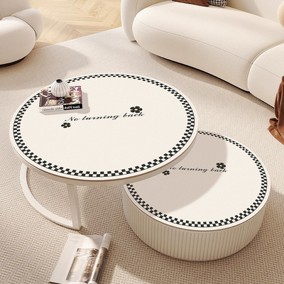 轻奢高级感圆形茶几垫子防水防油防烫餐桌垫2025新款免洗皮革桌垫