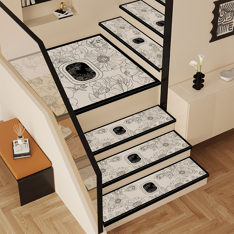 法式复古楼梯踏步垫子免胶自粘防滑楼梯地毯台阶复式静音楼梯地垫,居家布艺,楼梯垫,淘宝优惠券,粉丝福利购,淘宝优惠卷