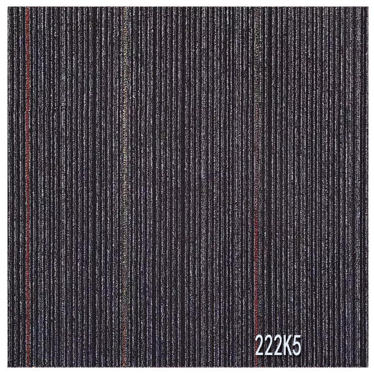 无纺底咖啡色布罗斯地毯灰色条纹地毯带红条500*500mm办公室块毯