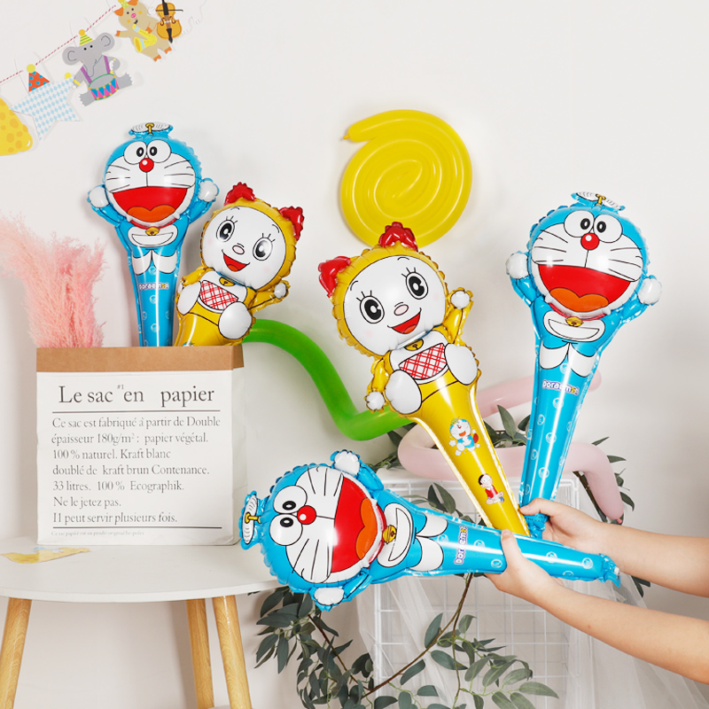 叮当猫手持打击棒卡通气球儿童宝宝生日派对布置装饰地推微商礼物