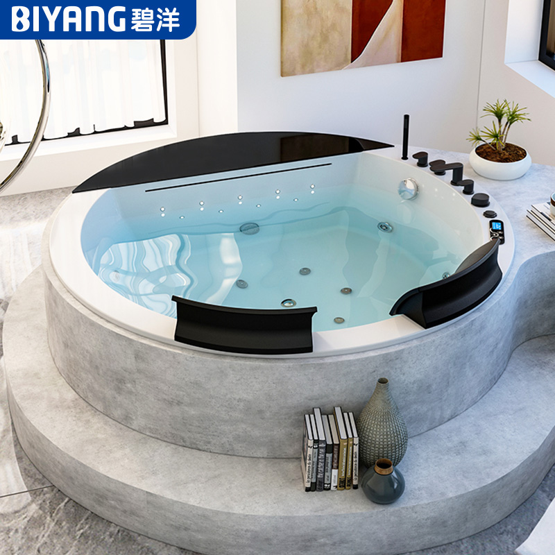 嵌入式圆形浴缸按摩大瀑布