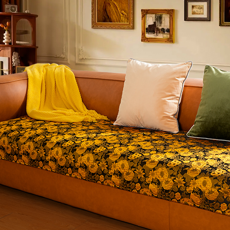 欧式黑金提花沙发垫复古轻奢高级氛围四季通用客厅沙发坐垫可定制