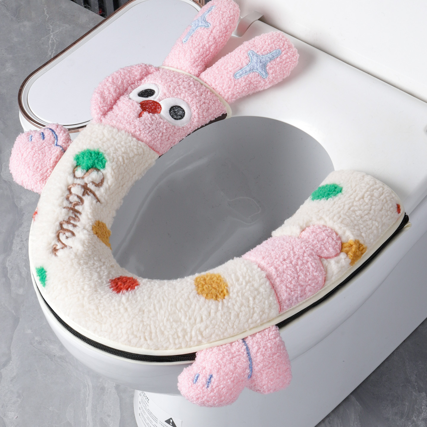 uv通用毛绒马桶垫卡通可爱家用高级秋冬保暖加厚拉链款防水坐便套