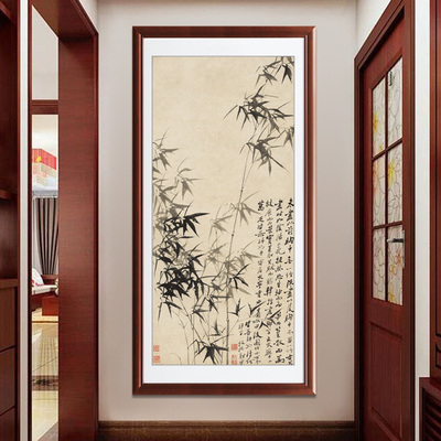 中式风过道入户古典郑板桥玄关画