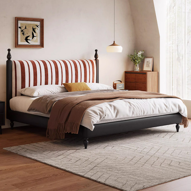 法式复古实木床主卧室可拆洗软包床小户型美式中古风双人床布艺床