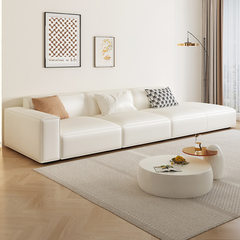 奶油风豆腐块沙发转角硅胶皮乳胶现代简约轻奢模块直排沙发侘寂风