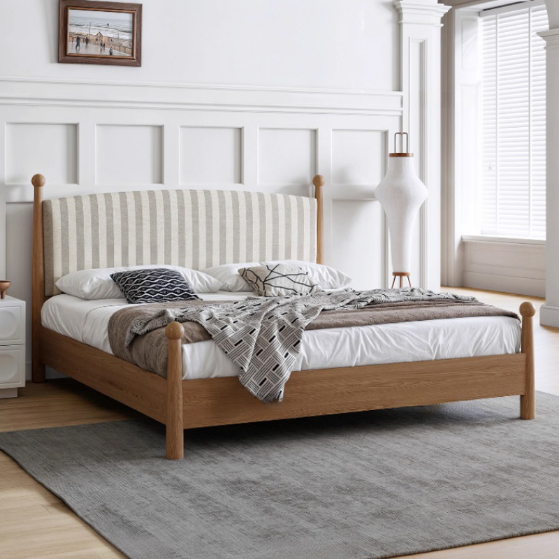 法式复古实木床奶油风安娜西布艺床小户型卧室双人床1.8米大床