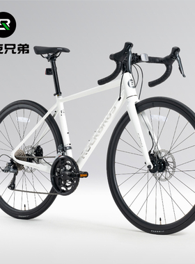 洛克兄弟公路自行车轻量铝合金碟刹单车赛车成人弯把破风竞速男女