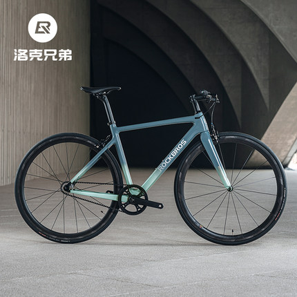 洛克兄弟平把公路车碳纤维T700休闲城市自行车V刹骑行单变速男女