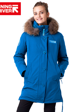 RUNNING RIVER奔流户外女式登山防风保暖中长款加厚派克棉服7143