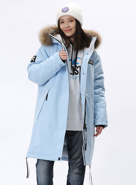 RUNNING RIVER奔流女士长款连帽毛领保暖加厚鹅款棉服外套2181