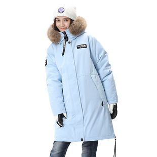 RUNNING RIVER奔流女士长款连帽毛领保暖加厚鹅款棉服外套2181