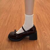 棕色jk英伦风小皮鞋 女洛丽塔小众蝴蝶结女鞋 法式 复古日系玛丽珍鞋