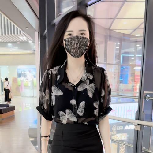 时尚印花雪纺衬衫女2026夏季新款宽松设计感气质小衫减龄百搭上衣