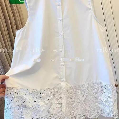 法式蕾丝拼接衬衫洋气无袖